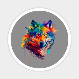Painted Wolf Magnet